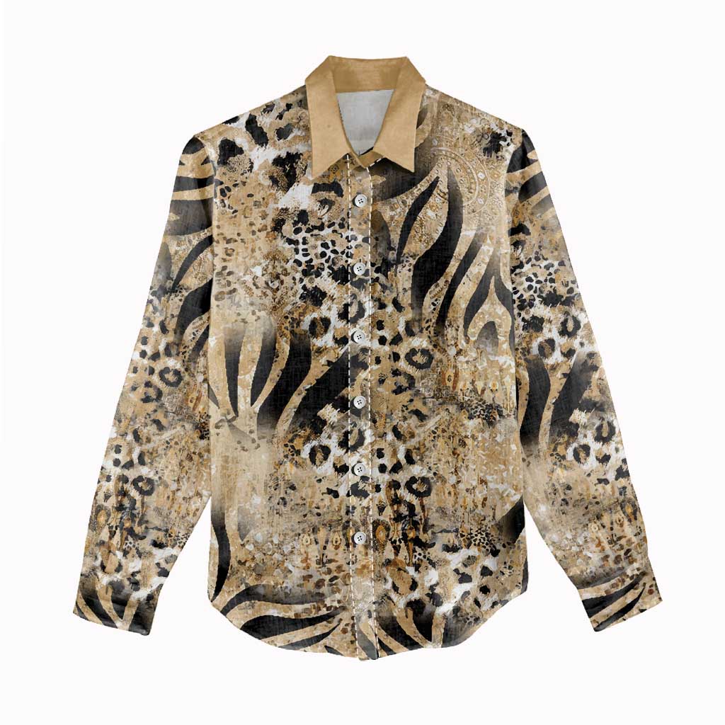 Wild Animal Skins Women Casual Shirt Zebra Tiger Leopard Mix Skin - Wonder Print Shop