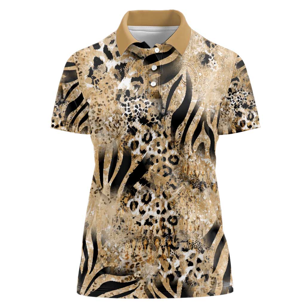 Wild Animal Skins Women Polo Shirt Zebra Tiger Leopard Mix Skin - Wonder Print Shop