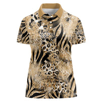 Wild Animal Skins Women Polo Shirt Zebra Tiger Leopard Mix Skin - Wonder Print Shop