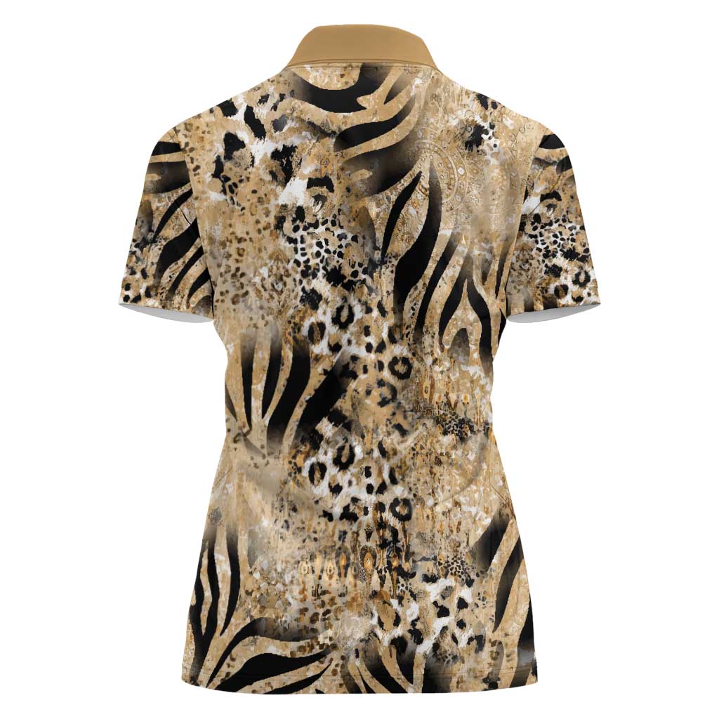 Wild Animal Skins Women Polo Shirt Zebra Tiger Leopard Mix Skin - Wonder Print Shop