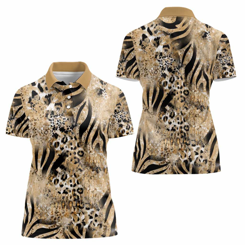 Wild Animal Skins Women Polo Shirt Zebra Tiger Leopard Mix Skin - Wonder Print Shop