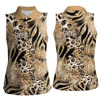Wild Animal Skins Women Sleeveless Polo Shirt Zebra Tiger Leopard Mix Skin - Wonder Print Shop