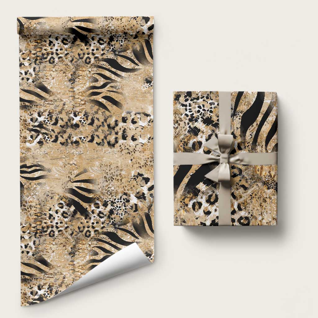 African Wild Animal Skins Wrapping Paper Zebra Tiger Leopard Mix Skin - Wonder Print Shop