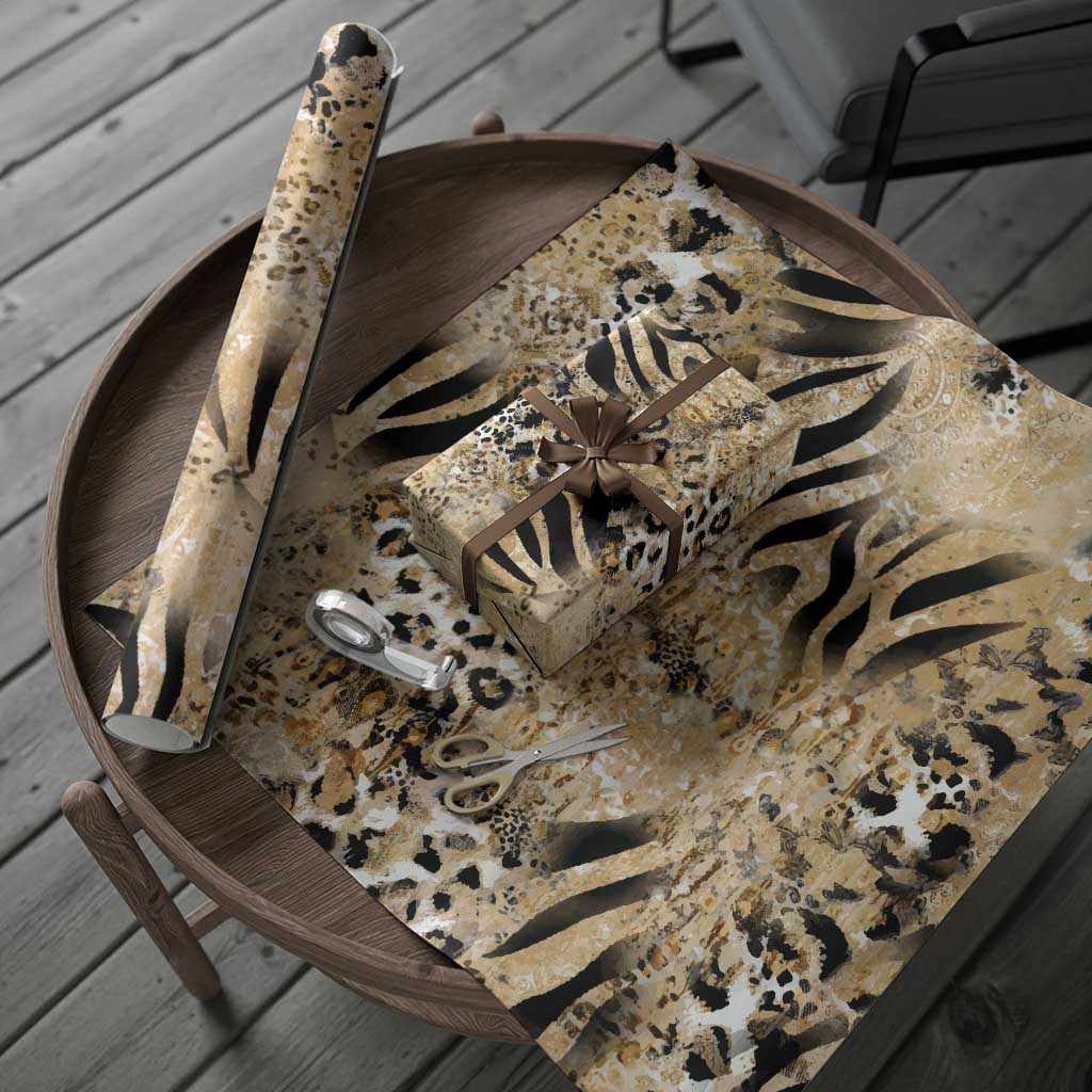 African Wild Animal Skins Wrapping Paper Zebra Tiger Leopard Mix Skin - Wonder Print Shop