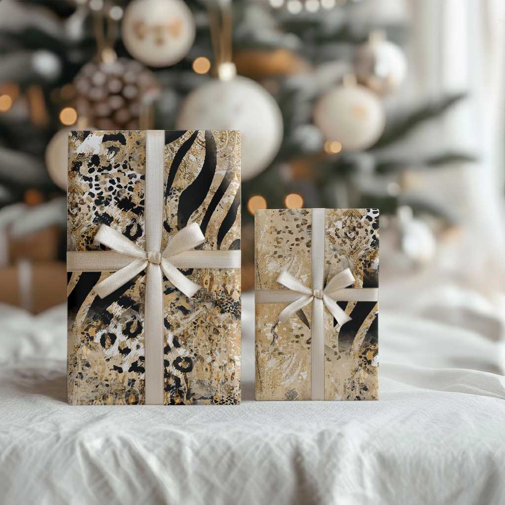 African Wild Animal Skins Wrapping Paper Zebra Tiger Leopard Mix Skin - Wonder Print Shop