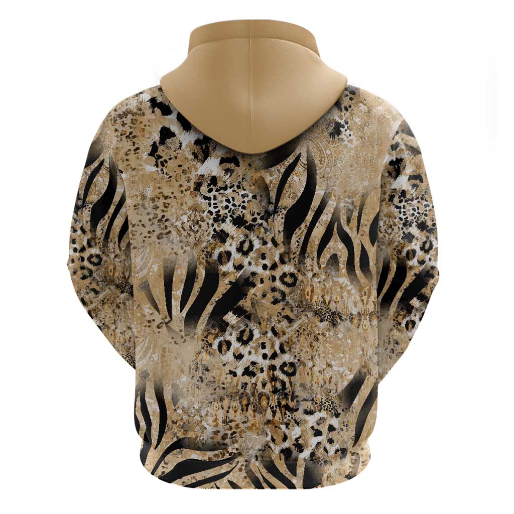 Wild Animal Skins Zip Hoodie Zebra Tiger Leopard Mix Skin - Wonder Print Shop