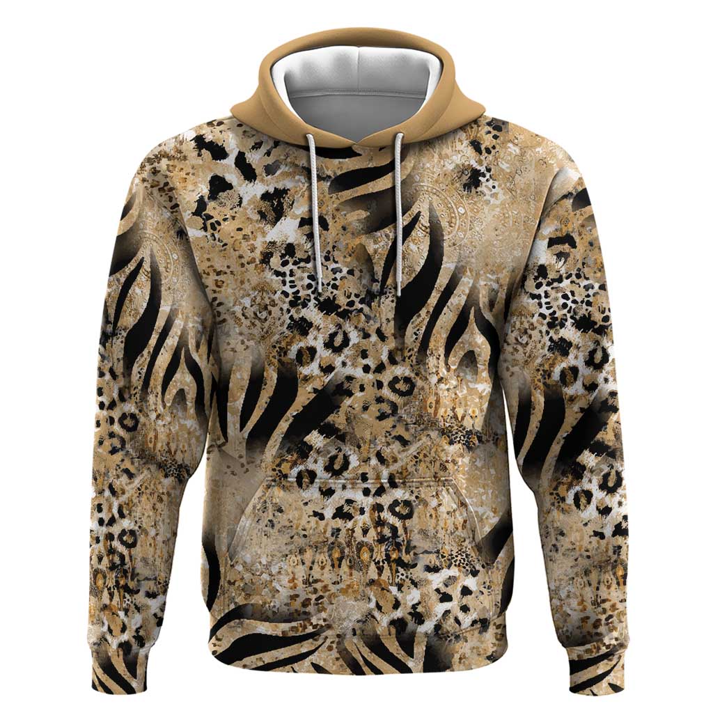 Wild Animal Skins Zip Hoodie Zebra Tiger Leopard Mix Skin - Wonder Print Shop