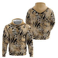 Wild Animal Skins Zip Hoodie Zebra Tiger Leopard Mix Skin - Wonder Print Shop