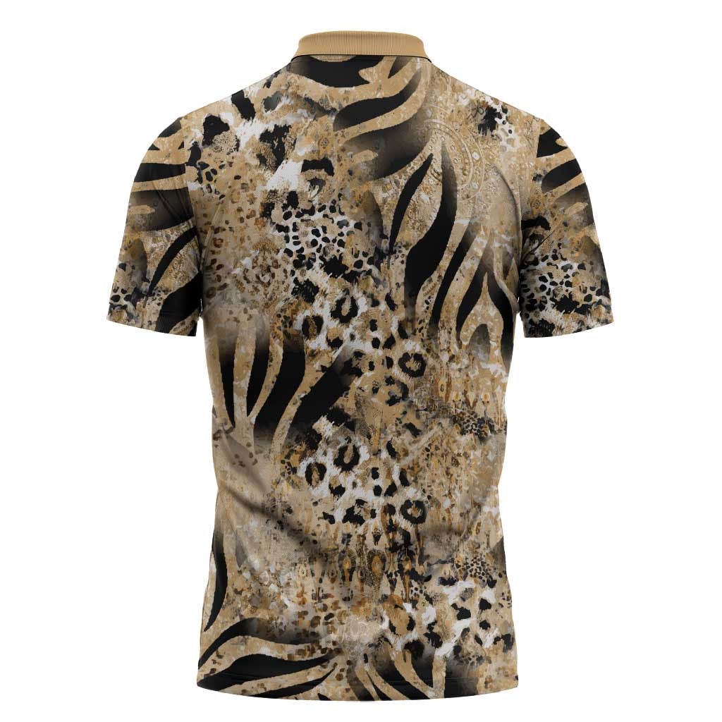 Wild Animal Skins Zipper Polo Shirt Zebra Tiger Leopard Mix Skin - Wonder Print Shop