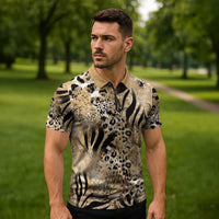 Wild Animal Skins Zipper Polo Shirt Zebra Tiger Leopard Mix Skin - Wonder Print Shop