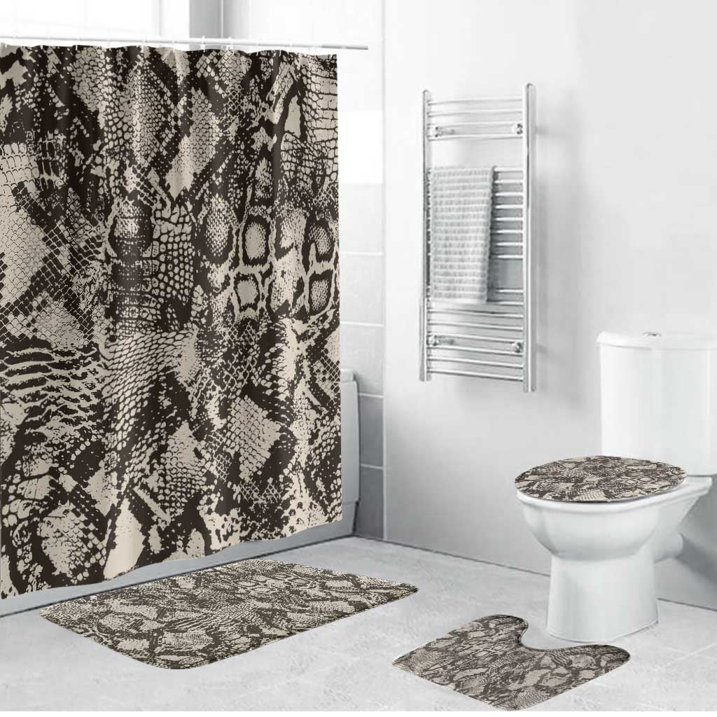 Wild Animal Skins Bathroom Set Snake and Crocodile Mix Skin - Wonder Print Shop