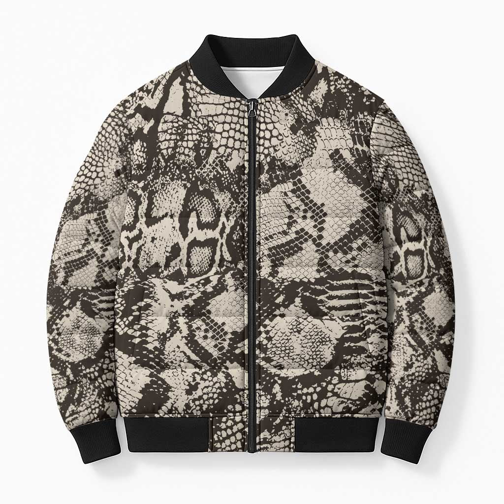 Wild Animal Skins Bomber Puffer Jacket Snake and Crocodile Mix Skin - Wonder Print Shop
