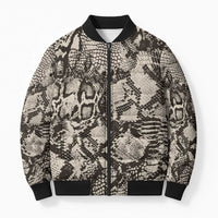 Wild Animal Skins Bomber Puffer Jacket Snake and Crocodile Mix Skin - Wonder Print Shop