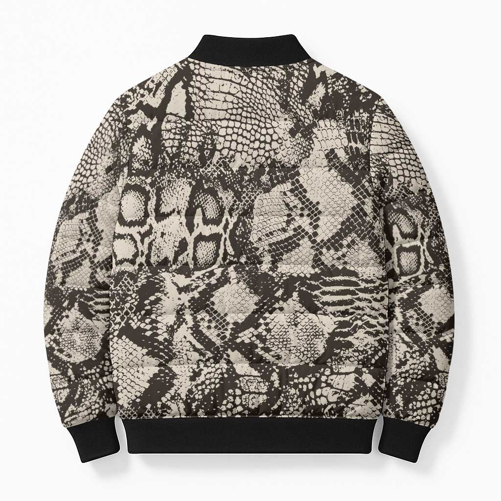 Wild Animal Skins Bomber Puffer Jacket Snake and Crocodile Mix Skin - Wonder Print Shop