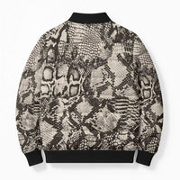 Wild Animal Skins Bomber Puffer Jacket Snake and Crocodile Mix Skin - Wonder Print Shop