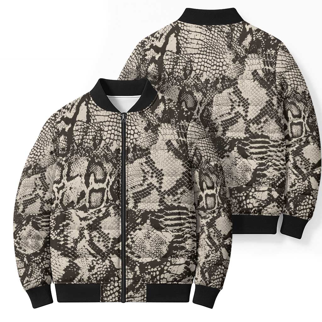 Wild Animal Skins Bomber Puffer Jacket Snake and Crocodile Mix Skin - Wonder Print Shop