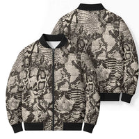 Wild Animal Skins Bomber Puffer Jacket Snake and Crocodile Mix Skin - Wonder Print Shop