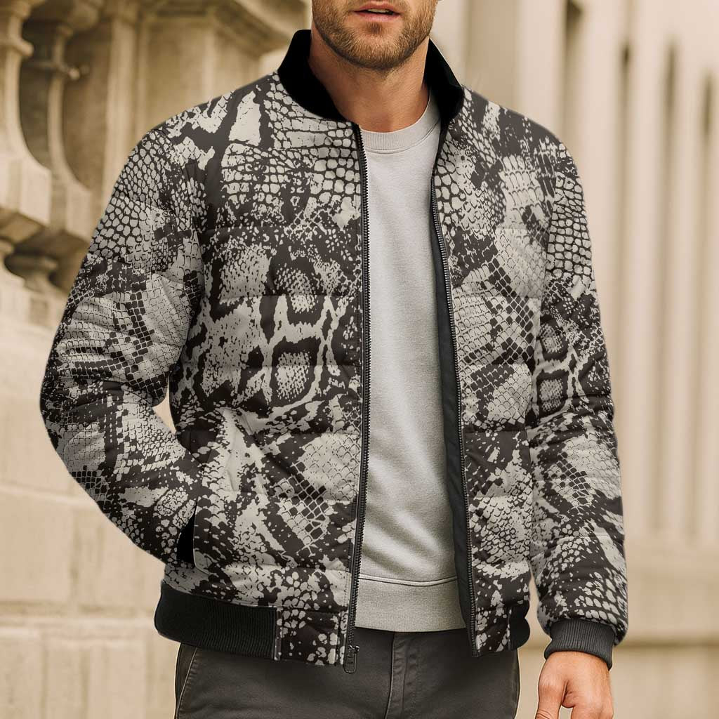 Wild Animal Skins Bomber Puffer Jacket Snake and Crocodile Mix Skin - Wonder Print Shop