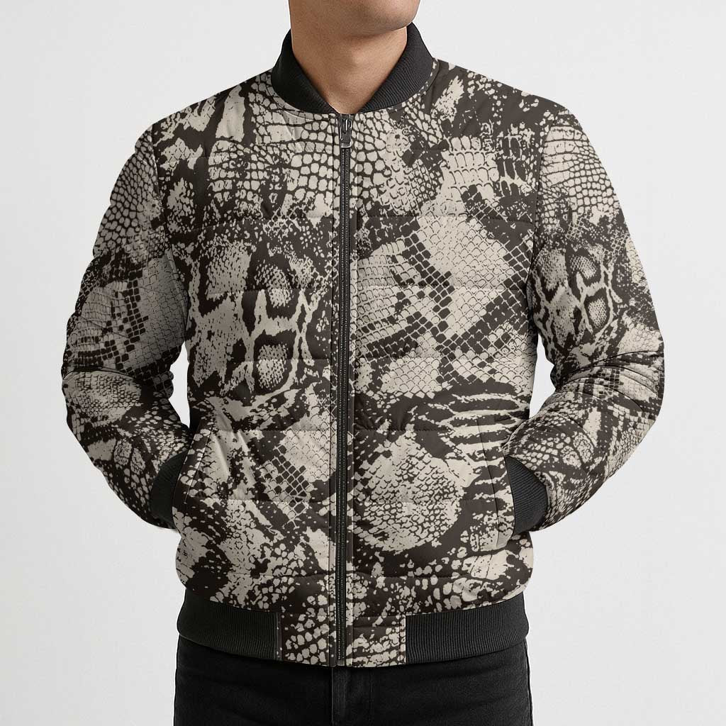 Wild Animal Skins Bomber Puffer Jacket Snake and Crocodile Mix Skin - Wonder Print Shop