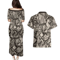 Wild Animal Skins Couples Matching Puletasi and Hawaiian Shirt Snake and Crocodile Mix Skin - Wonder Print Shop