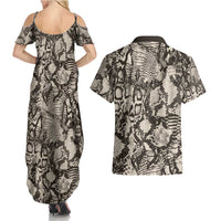 Wild Animal Skins Couples Matching Summer Maxi Dress and Hawaiian Shirt Snake and Crocodile Mix Skin - Wonder Print Shop