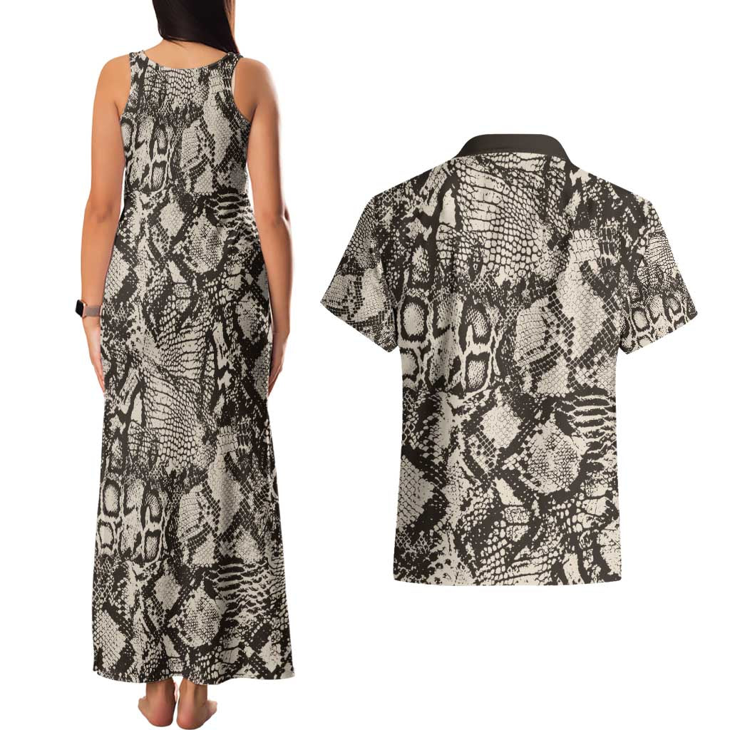 Wild Animal Skins Couples Matching Tank Maxi Dress and Hawaiian Shirt Snake and Crocodile Mix Skin - Wonder Print Shop