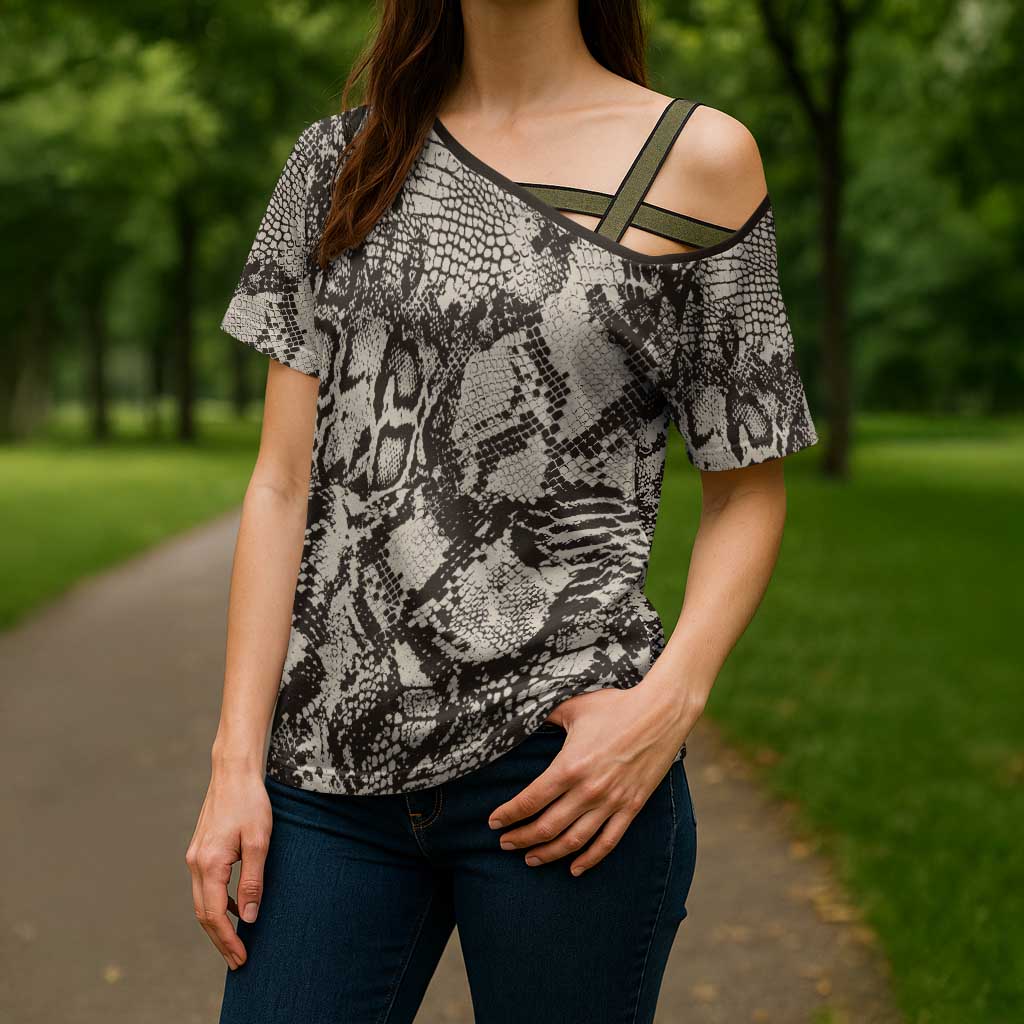 Wild Animal Skins Cross Shoulder Shirt Snake and Crocodile Mix Skin - Wonder Print Shop