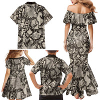 Wild Animal Skins Family Matching Mermaid Dress and Hawaiian Shirt Snake and Crocodile Mix Skin - Wonder Print Shop