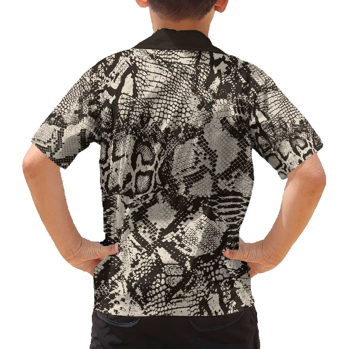 Wild Animal Skins Family Matching Off The Shoulder Long Sleeve Dress and Hawaiian Shirt Snake and Crocodile Mix Skin - Wonder Print Shop