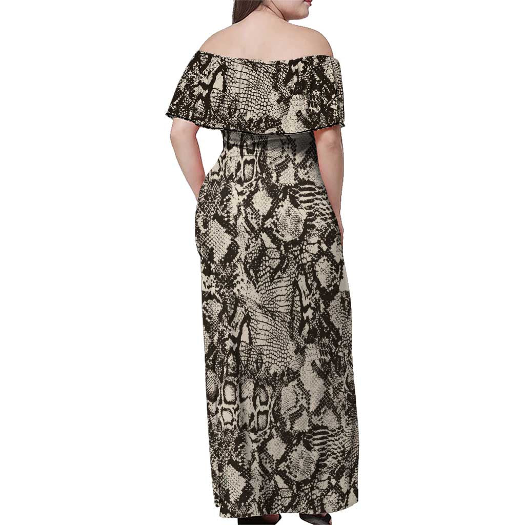 Wild Animal Skins Family Matching Off Shoulder Maxi Dress and Hawaiian Shirt Snake and Crocodile Mix Skin - Wonder Print Shop