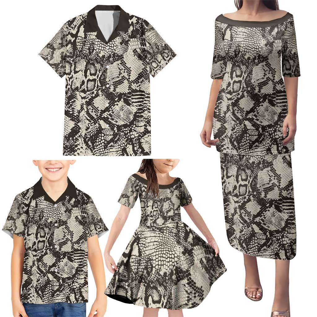 Wild Animal Skins Family Matching Puletasi and Hawaiian Shirt Snake and Crocodile Mix Skin - Wonder Print Shop