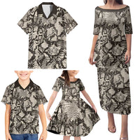 Wild Animal Skins Family Matching Puletasi and Hawaiian Shirt Snake and Crocodile Mix Skin - Wonder Print Shop