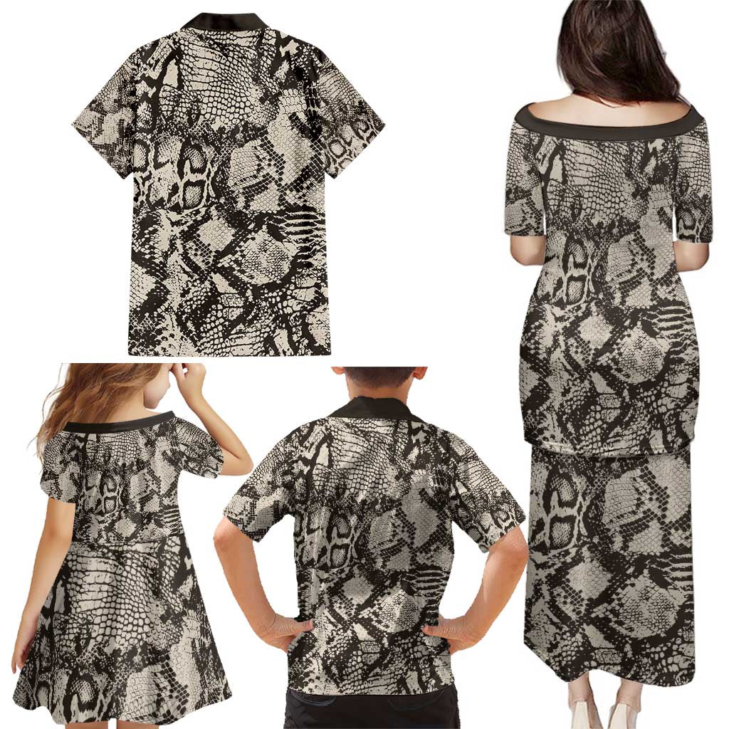 Wild Animal Skins Family Matching Puletasi and Hawaiian Shirt Snake and Crocodile Mix Skin - Wonder Print Shop