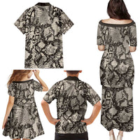 Wild Animal Skins Family Matching Puletasi and Hawaiian Shirt Snake and Crocodile Mix Skin - Wonder Print Shop
