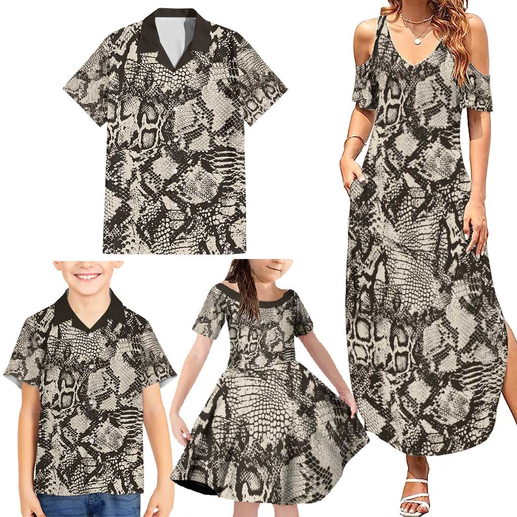 Wild Animal Skins Family Matching Summer Maxi Dress and Hawaiian Shirt Snake and Crocodile Mix Skin - Wonder Print Shop
