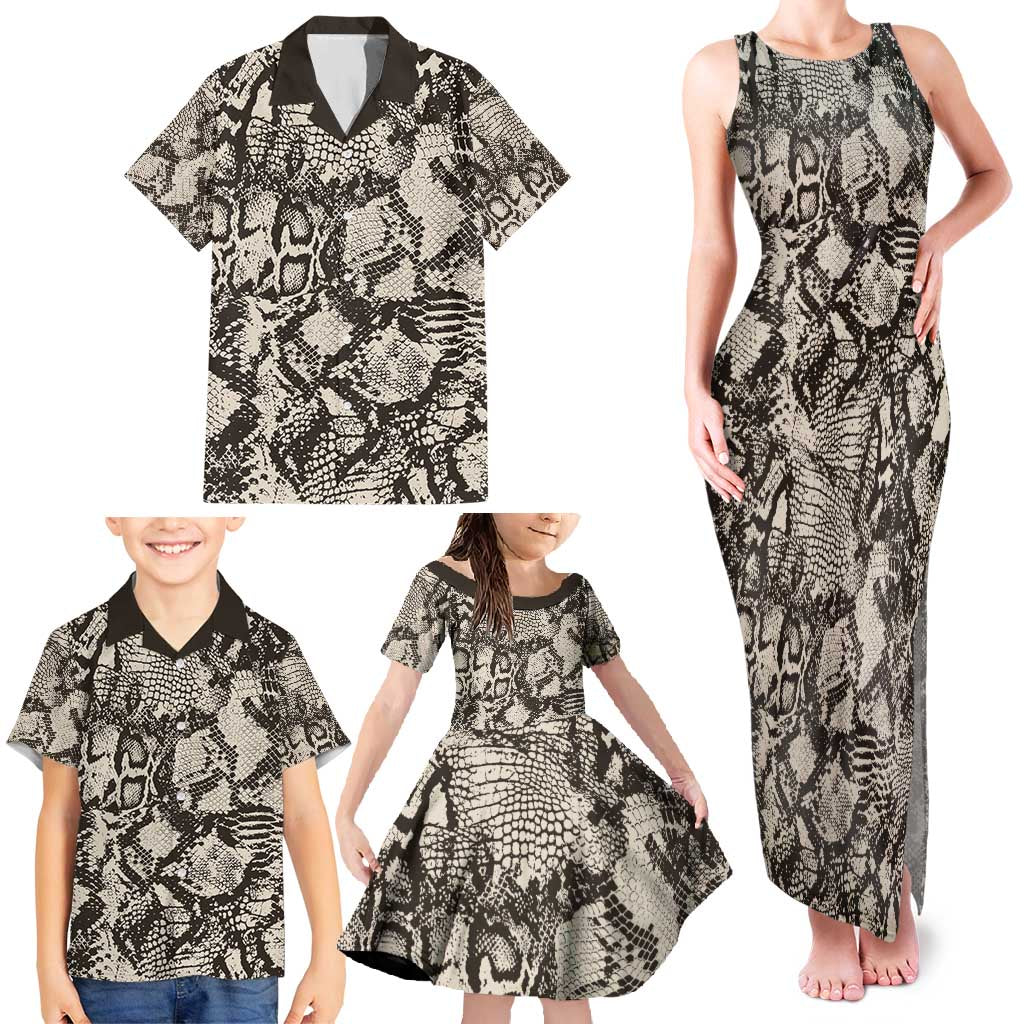 Wild Animal Skins Family Matching Tank Maxi Dress and Hawaiian Shirt Snake and Crocodile Mix Skin - Wonder Print Shop
