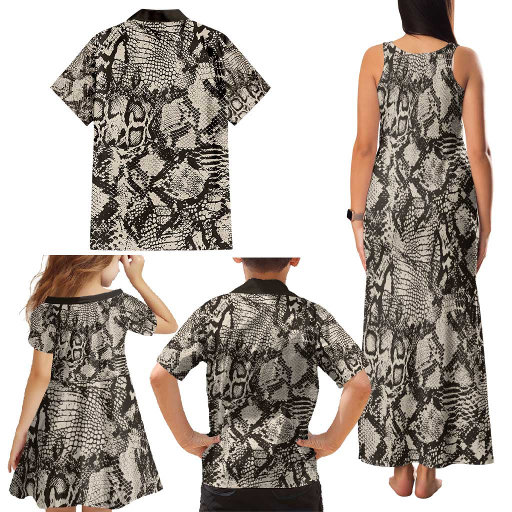 Wild Animal Skins Family Matching Tank Maxi Dress and Hawaiian Shirt Snake and Crocodile Mix Skin - Wonder Print Shop