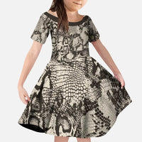 Wild Animal Skins Kid Short Sleeve Dress Snake and Crocodile Mix Skin - Wonder Print Shop