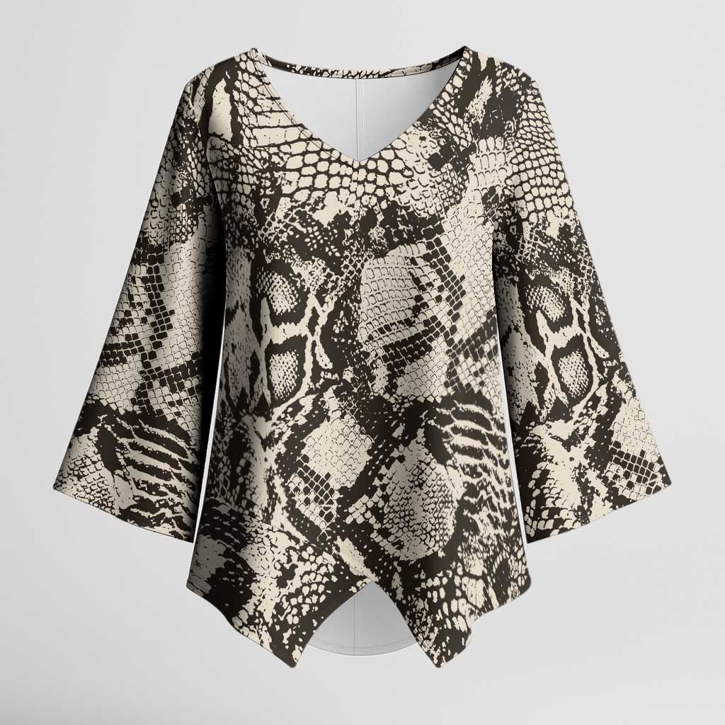 Wild Animal Skins Kimono Sleeve Blouse Snake and Crocodile Mix Skin - Wonder Print Shop