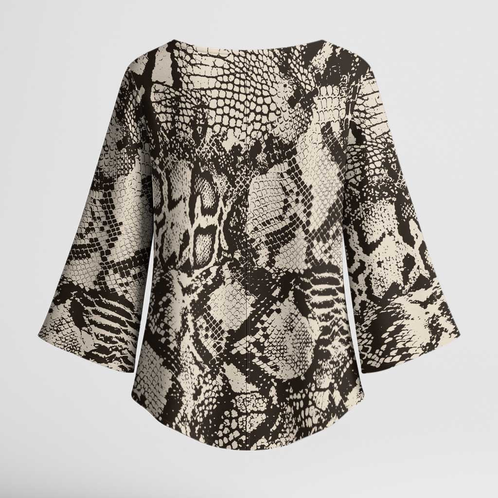 Wild Animal Skins Kimono Sleeve Blouse Snake and Crocodile Mix Skin - Wonder Print Shop