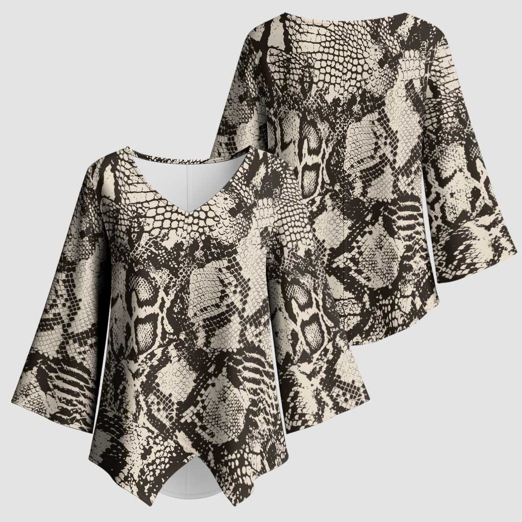 Wild Animal Skins Kimono Sleeve Blouse Snake and Crocodile Mix Skin - Wonder Print Shop