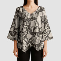 Wild Animal Skins Kimono Sleeve Blouse Snake and Crocodile Mix Skin - Wonder Print Shop