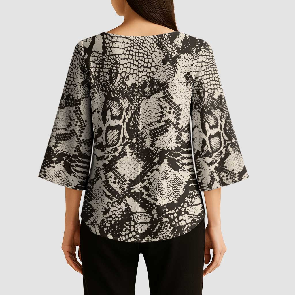 Wild Animal Skins Kimono Sleeve Blouse Snake and Crocodile Mix Skin - Wonder Print Shop