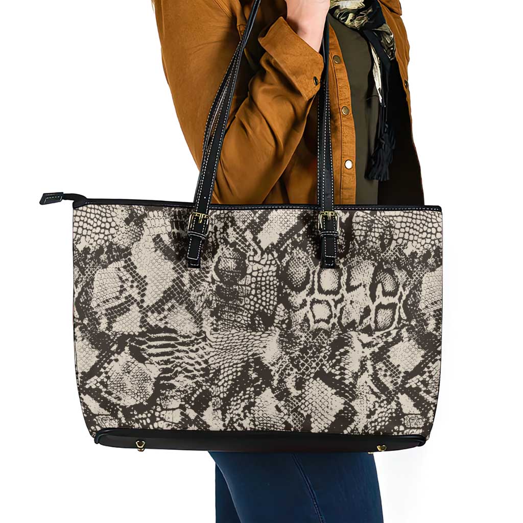 Wild Animal Skins Leather Tote Bag Snake and Crocodile Mix Skin - Wonder Print Shop