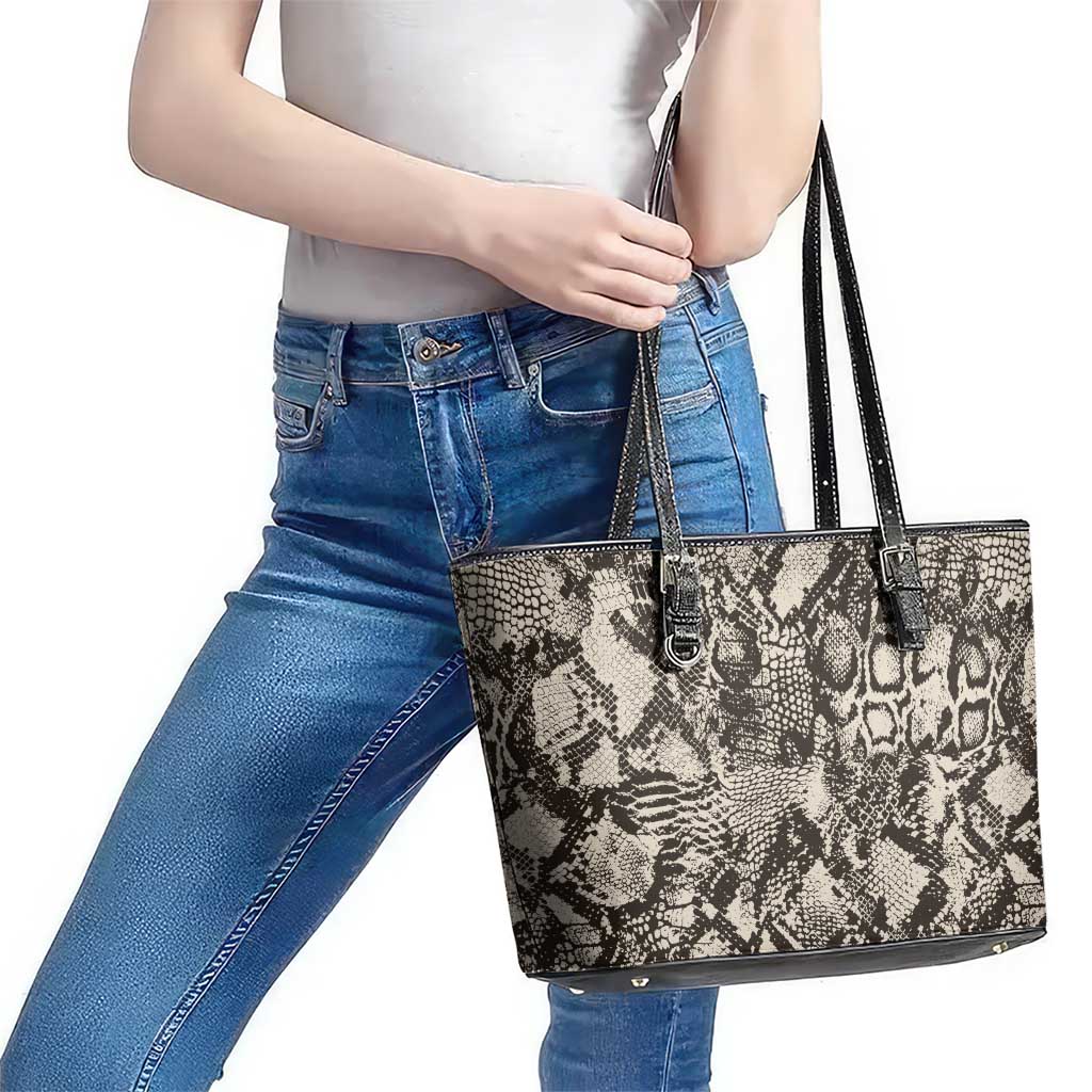 Wild Animal Skins Leather Tote Bag Snake and Crocodile Mix Skin - Wonder Print Shop
