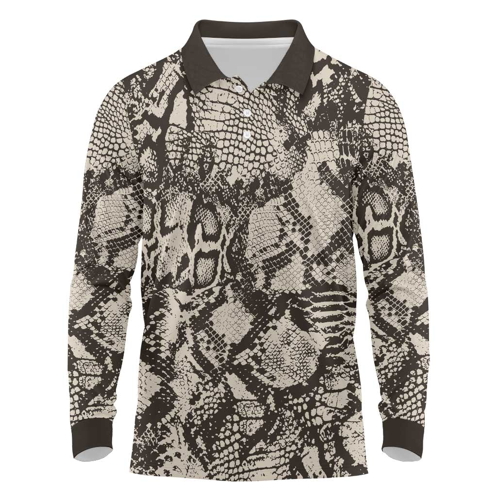 Wild Animal Skins Long Sleeve Polo Shirt Snake and Crocodile Mix Skin - Wonder Print Shop