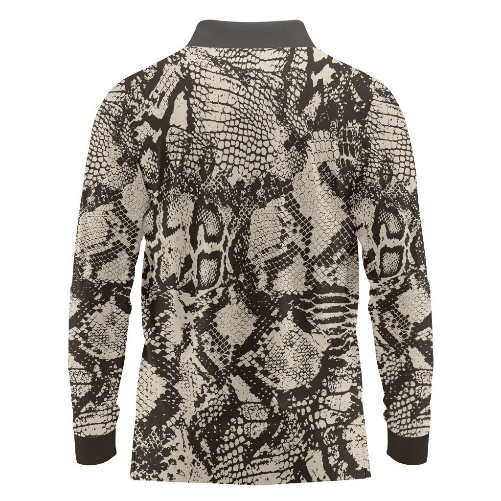 Wild Animal Skins Long Sleeve Polo Shirt Snake and Crocodile Mix Skin - Wonder Print Shop