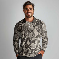 Wild Animal Skins Long Sleeve Polo Shirt Snake and Crocodile Mix Skin - Wonder Print Shop