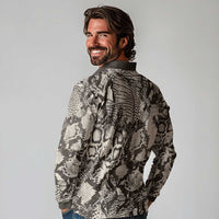 Wild Animal Skins Long Sleeve Polo Shirt Snake and Crocodile Mix Skin - Wonder Print Shop