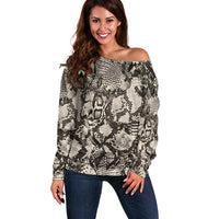 Wild Animal Skins Off Shoulder Sweater Snake and Crocodile Mix Skin - Wonder Print Shop
